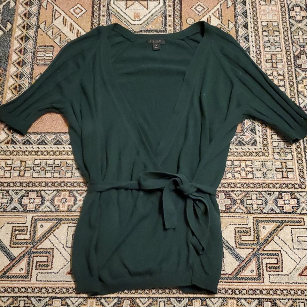 Faux tie wrap sweater blouse